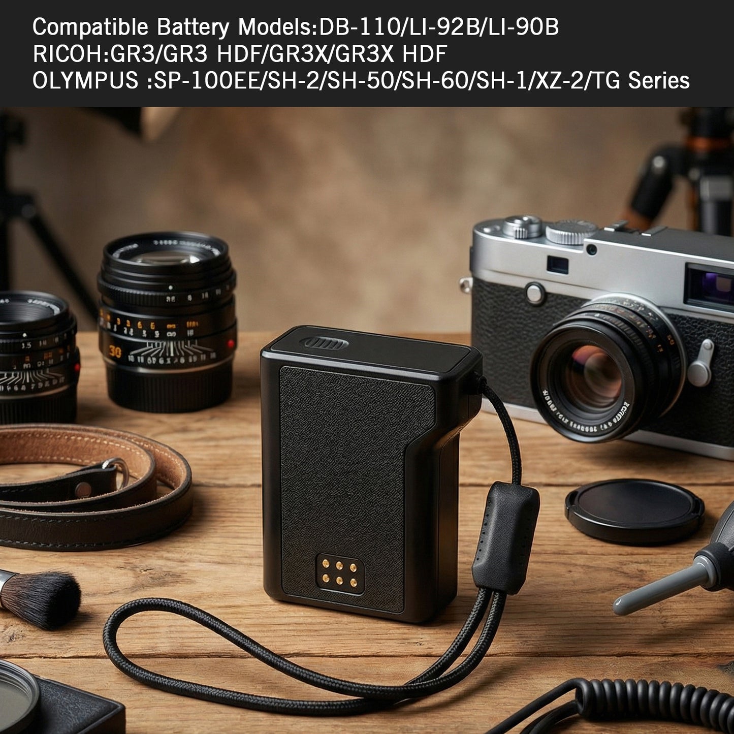 3-in-1 Battery Charging Storage Box Case for Ricoh Ricoh GR3 HDF GR3X HDF Olympus SP-100EE SH-2 DB-110 LI-92B