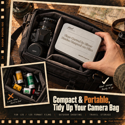 Multi-Format Metal Film Storage Case Silent Container Box For 120 135 35mm B&W Color Negative Film