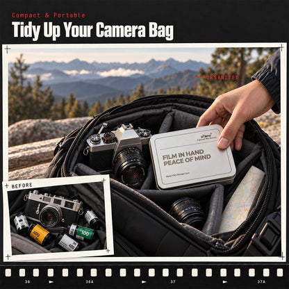 eTone Metal Film Canister Silent Storage Case Box with Clips for 120 135 35mm Negative Film