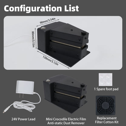 Professional Film Anti-Static Electric Dust Remover Vacuum Cleaner For 120 135 35mm 4x5 (Black)