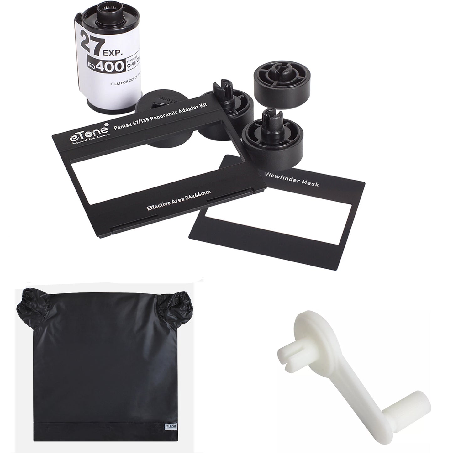 eTone Pentax 67 6x7 67II Camera 120 to 135 Conversion Kit Panorama Photo + Film Winding Crank + Film Changing Bag