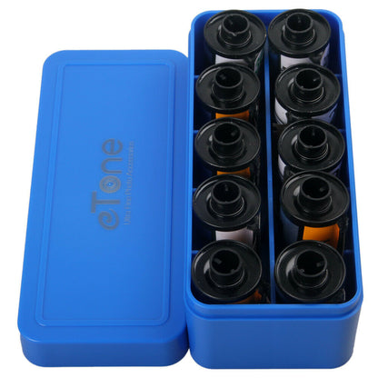 NEW Film Storage Box Case Container Blue For 120/220 135 Films With Rubber Bands