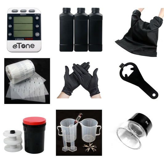 Darkroom Developing Kit Film Processing 120 135 35mm 10x Magnifier Opener Timer