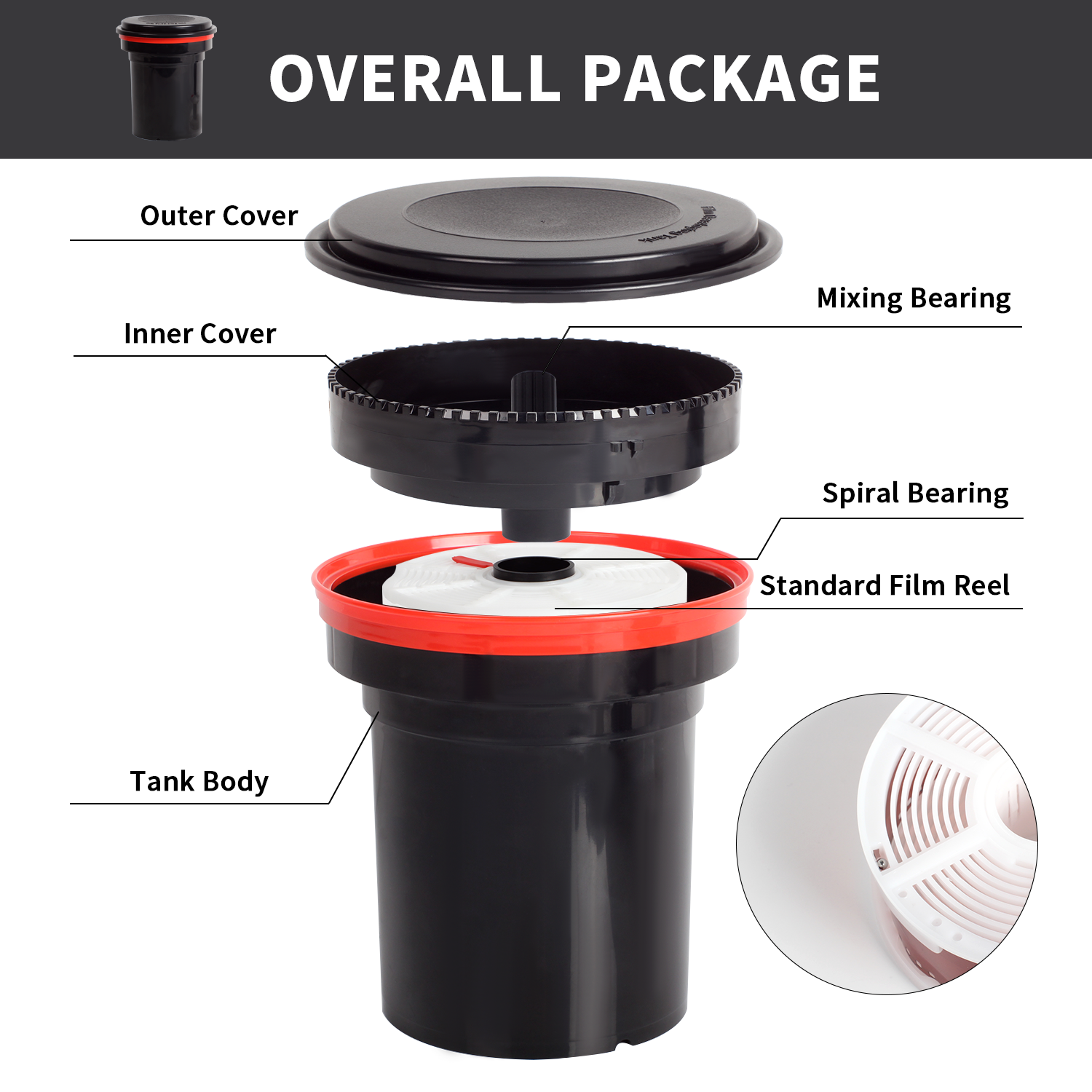 120 127 35mm Film Developing Tank Spiral Reel For Darkroom