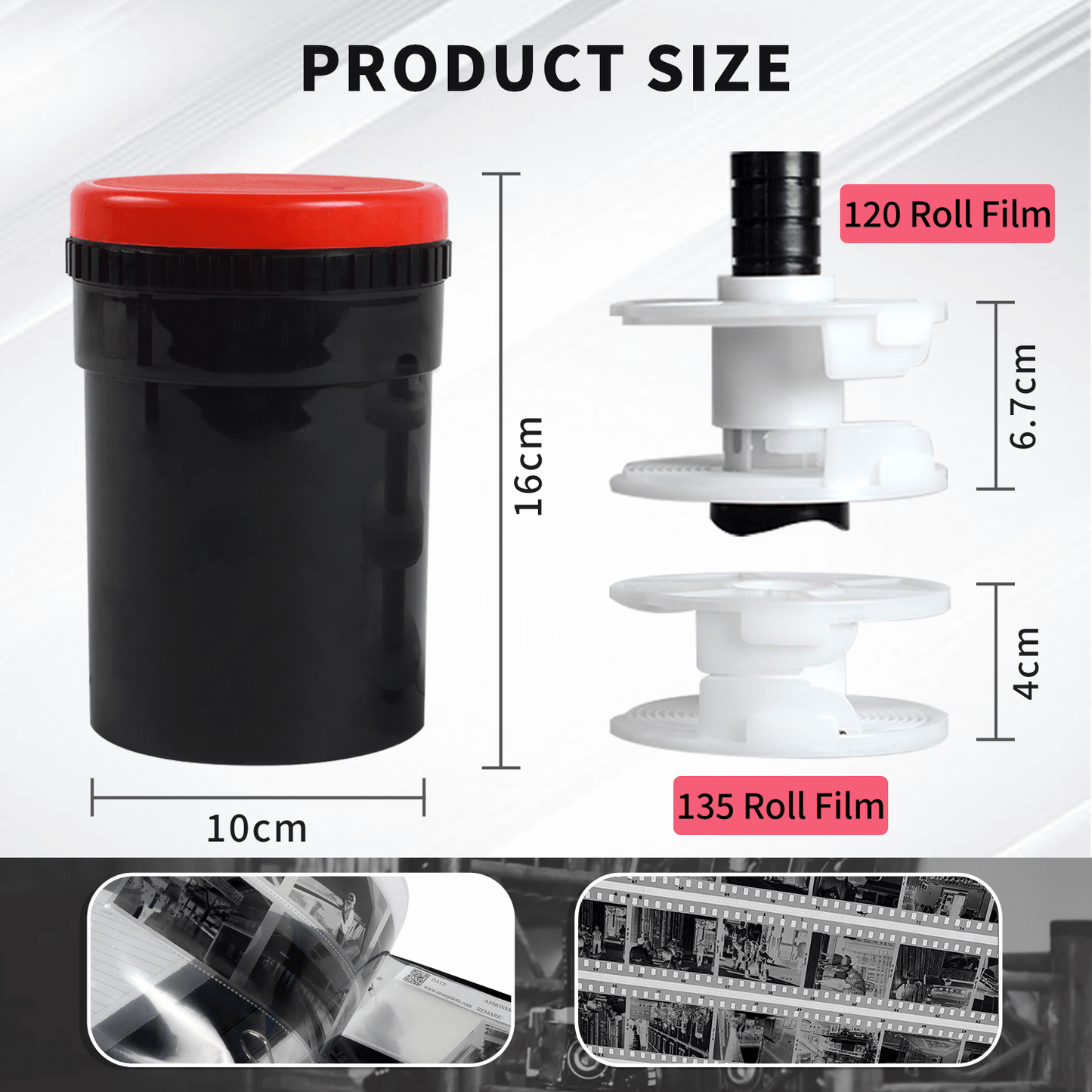 Compact Darkroom Developing Tank 2 Spiral Reel For Processing 120 135 126 127 B/W Roll Film