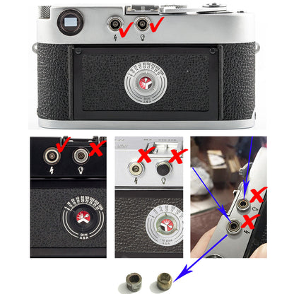 2pcs Dust Plug Flash Socket Caps Decorative Cover Nails Metal For Leica M1 M2 M3 MD Camera
