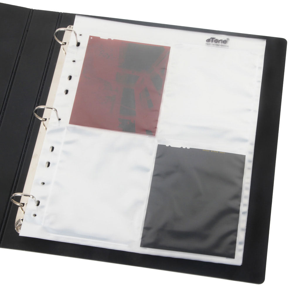 50 Acid-Free 4x5" Storage Sheets Page Bag Ring Binder Archival B&W Film Negative